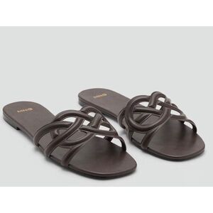Mango Cross-Strap Sandals Chocolate EU 39